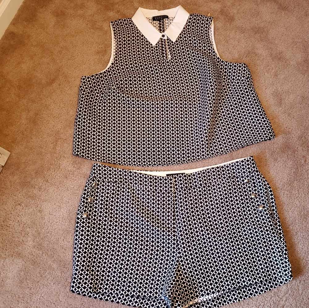 Eloquii Black n White 2 PC short set, Size 20